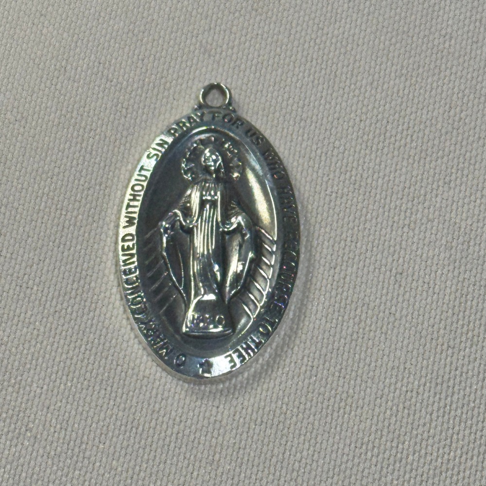 Miraculous Medal Sterling Silver Virgin Mary Religious Pendant 9g Oval Medallion - Picture 7 of 9